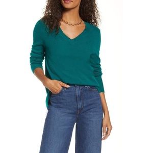 Halogen V-Neck Long Sleeve Cashmere Sweater NWT